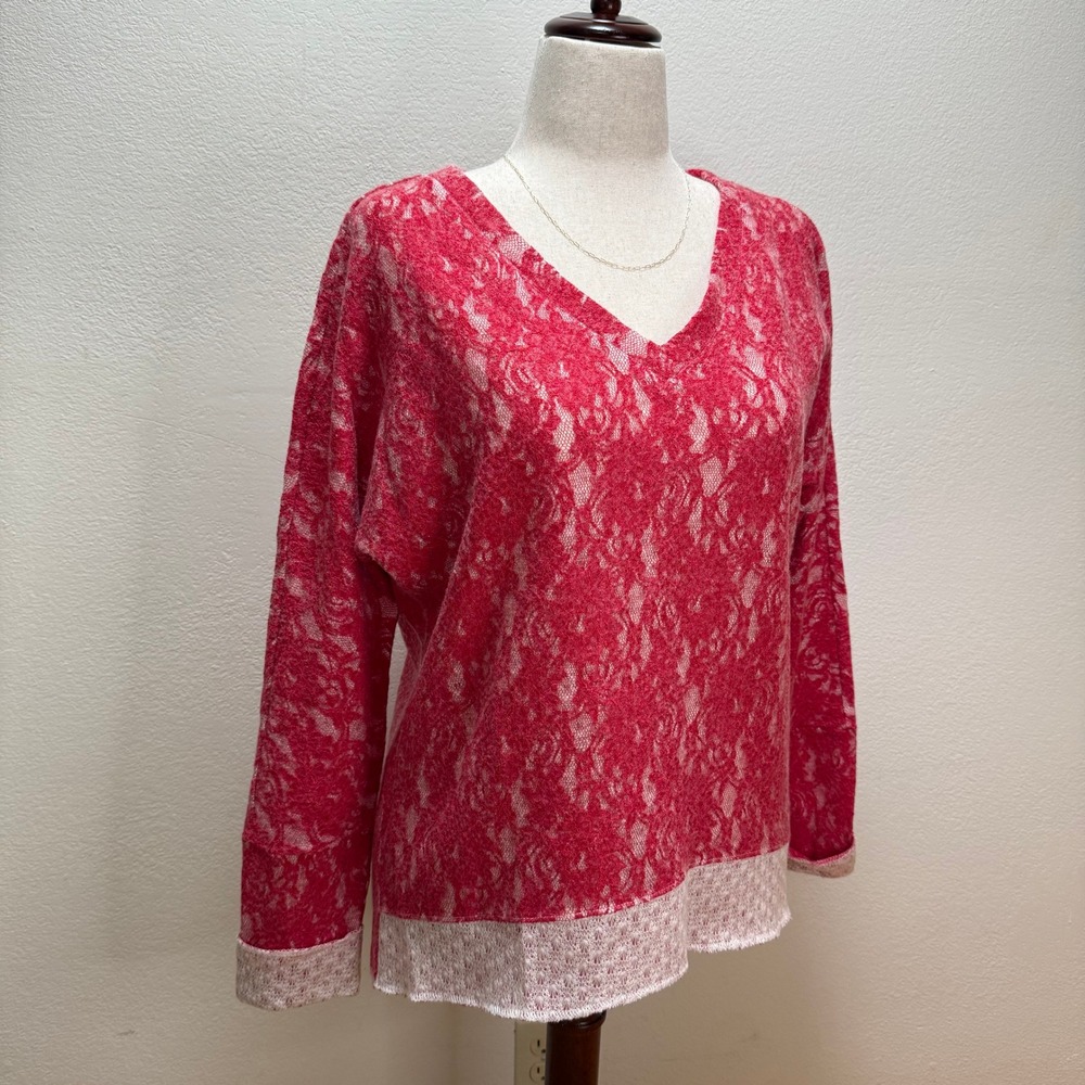 KUT from the Kloth Romantic Boho Chic Sheer Lace‎ Knit Women Sweater M